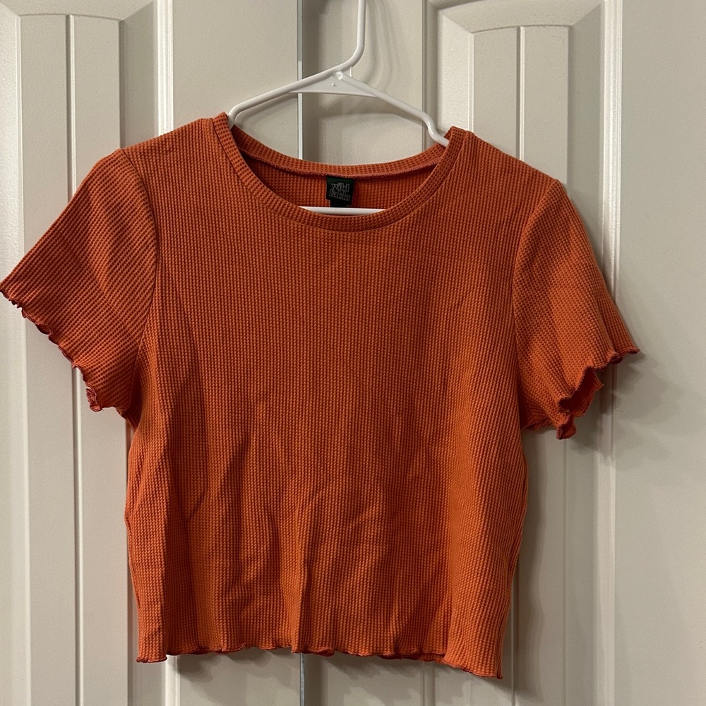 Wild Fable Orange Ribbed Short Sleeve Top